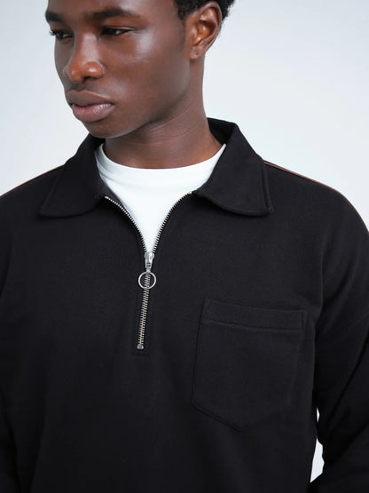 Oliver Spencer | Pull à zip un quart Harker "Lorimer" - Noir