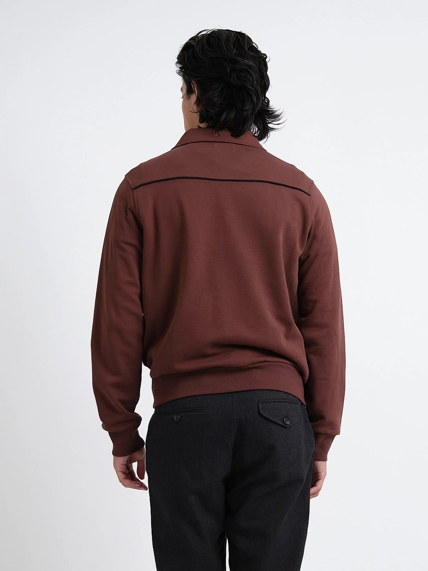 Oliver Spencer | Pull à zip un quart Harker "Lorimer" - Brun