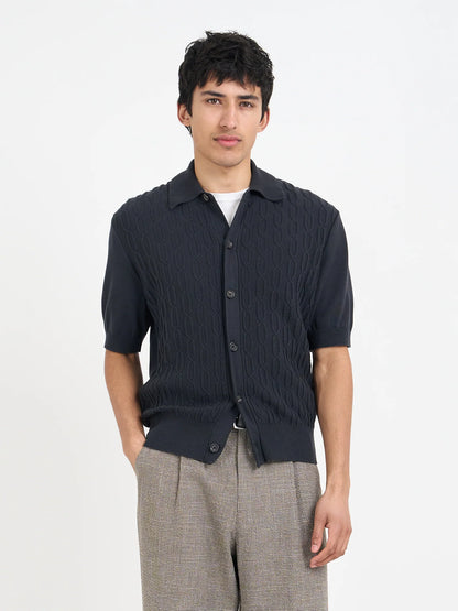 Oliver Spencer | Chemise à manches courtes "Rossell" - Bleu marine