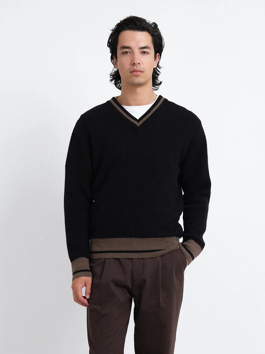 Oliver Spencer | Pull à col en V "Hawes" - Noir