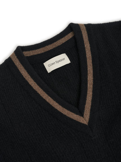 Oliver Spencer | Pull à col en V "Hawes" - Noir
