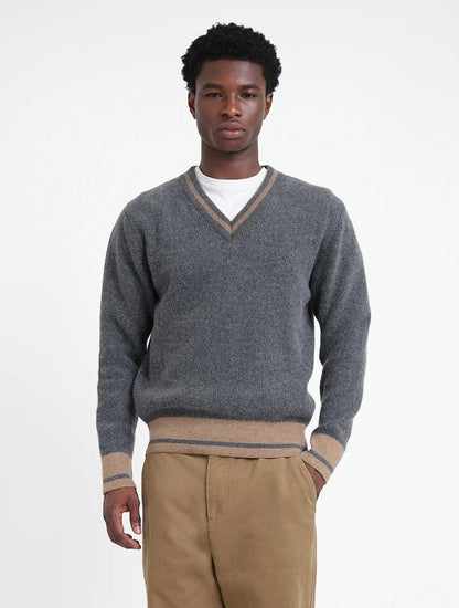Oliver Spencer | Pull à col en V "Hawes" - Gris Charbon