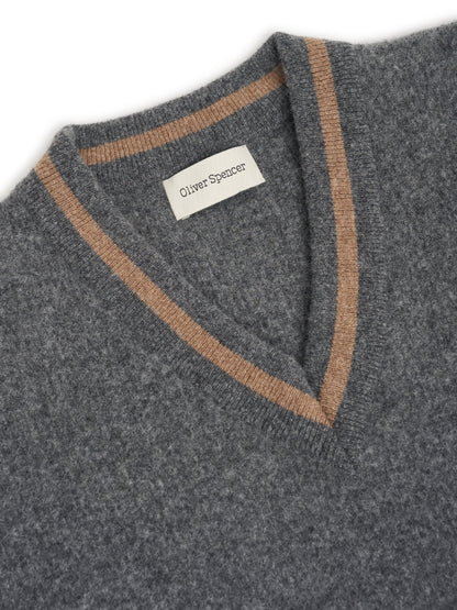 Oliver Spencer | Pull à col en V "Hawes" - Gris Charbon