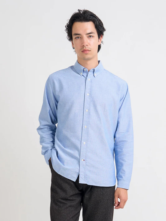 Oliver Spencer | Chemise à manches longues Oxford "brook" - Bleu de brecon