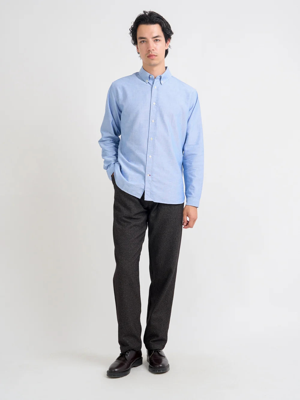 Oliver Spencer | Chemise à manches longues Oxford "brook" - Bleu de brecon