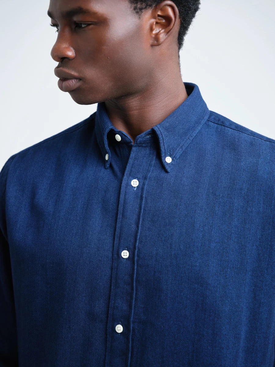 Oliver Spencer | Chemise à manches longues "brook" - Bleu indigo