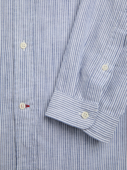 OLIVER SPENCER | Chemise à rayures bleu "Brook" - Blanc