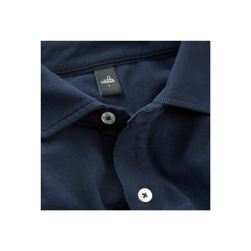 WAHTS  |  Polo à manches longues en coton ''BROOKS'' - Navy Blue