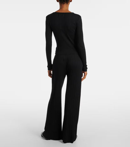 VELVET | Cardigan pointelle "DREW" - Noir