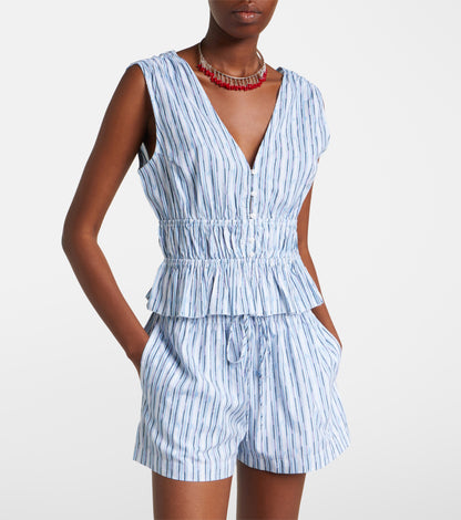 Velvet | Le haut rayé ''Verena'' en mélange de coton - Bleu