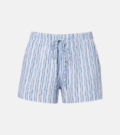 Velvet | Le short rayé ''Ebba'' en mélange de coton - Bleu