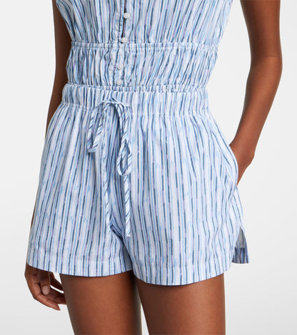 Velvet | Le short rayé ''Ebba'' en mélange de coton - Bleu