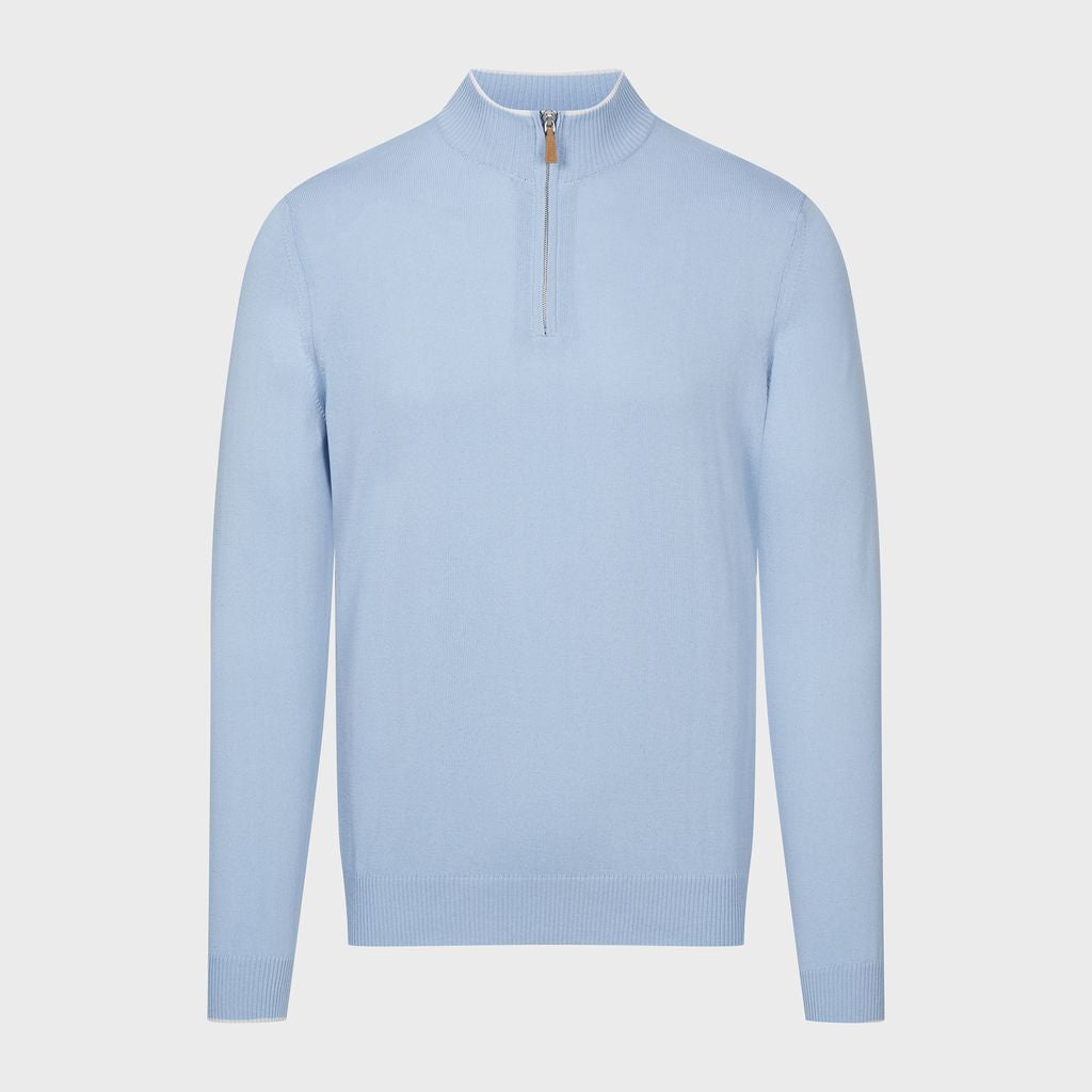 EMANUEL BERG | Polo à col montant et demi-zip - Bleu clair