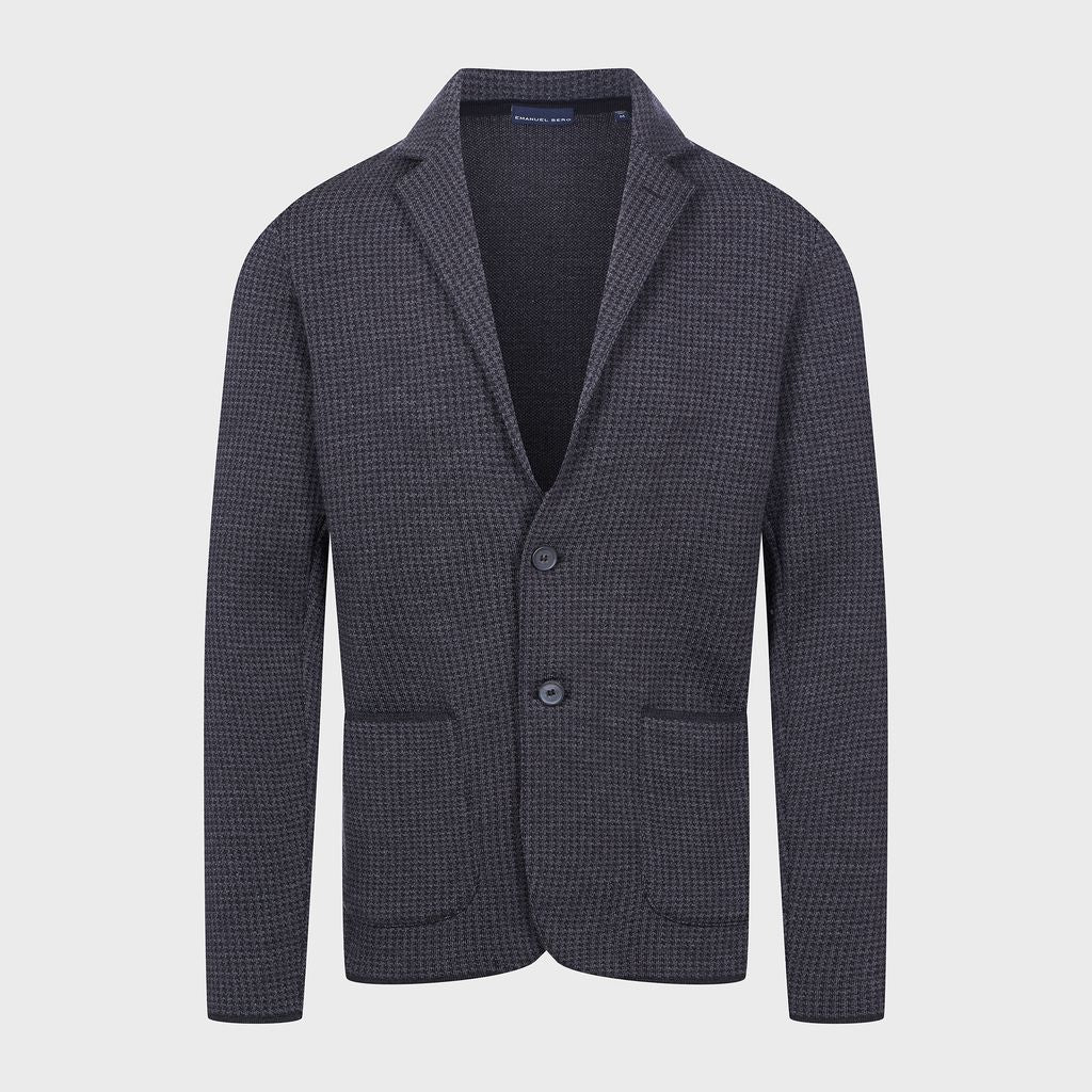 Emanuel Berg | Swacket en laine mérinos à motif pied-de-poule — Gris anthracite