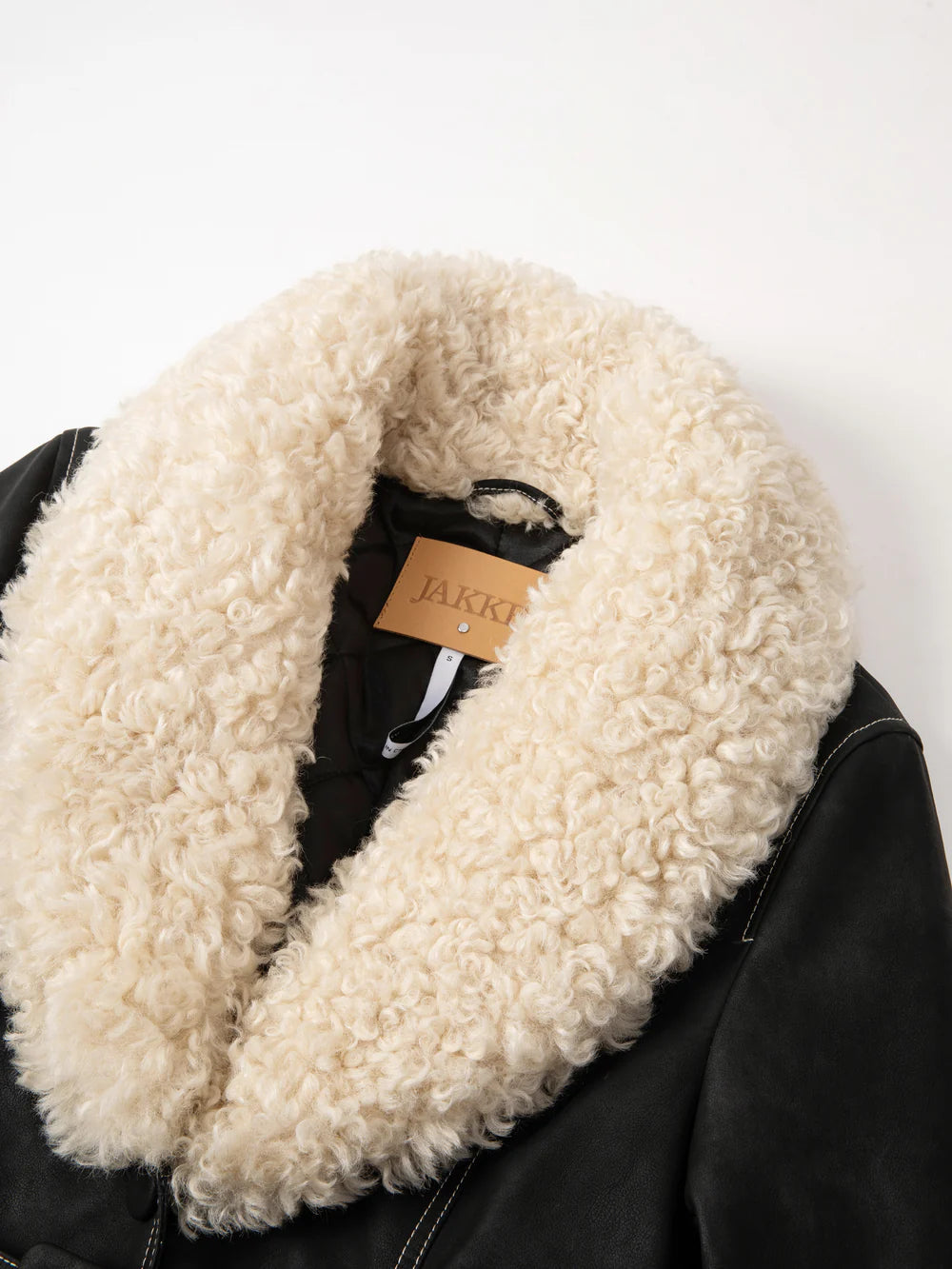 Jakke | Manteau noir en cuir  - Noir