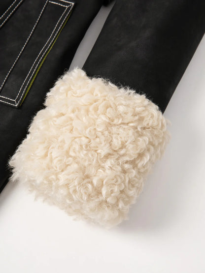 Jakke | Manteau noir en cuir  - Noir