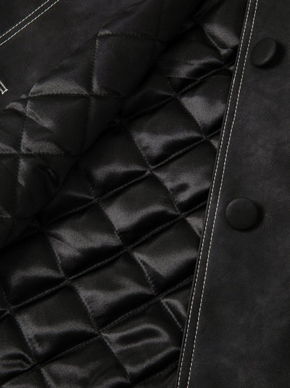 Jakke | Manteau noir en cuir  - Noir