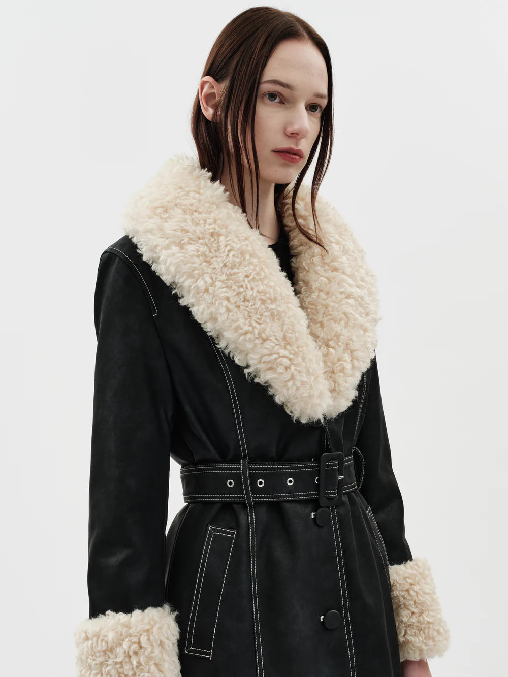 Jakke | Manteau noir en cuir  - Noir