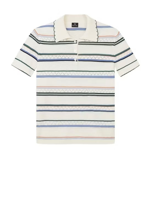 Paul smith | Polo en maille texturée rayée - Blanc cassé