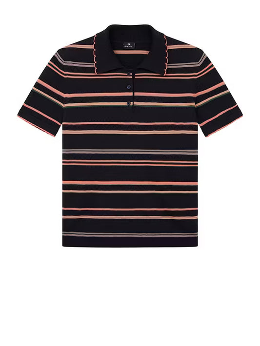 Paul smith | Polo en maille texturée rayée - Noir