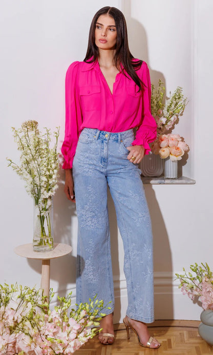 Generation Love | Le jean Milagro à broderies florales - Bleu