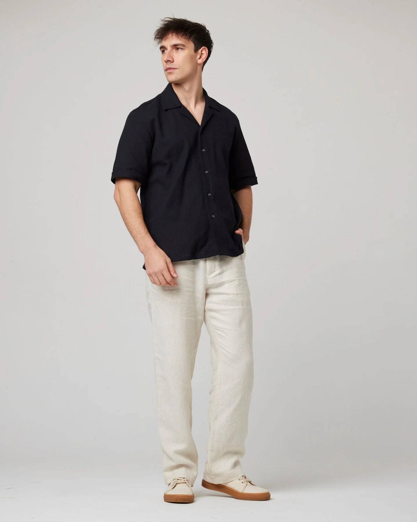Peregrine | Chemise à col cubain ''Quay'' -  Noir