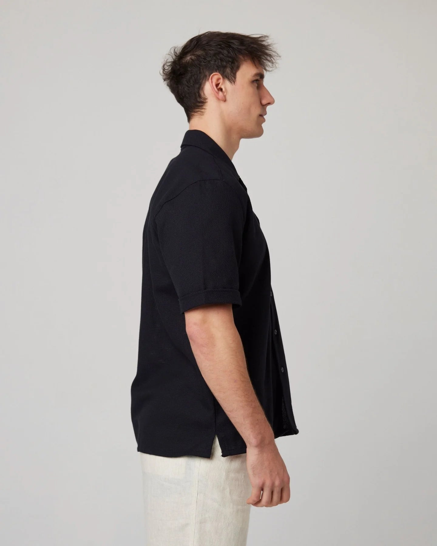 Peregrine | Chemise à col cubain ''Quay'' -  Noir