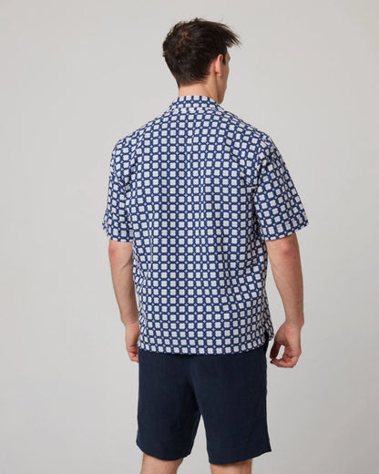 Peregrine | Chemise à col cubain ''Quay'' -  Bleu