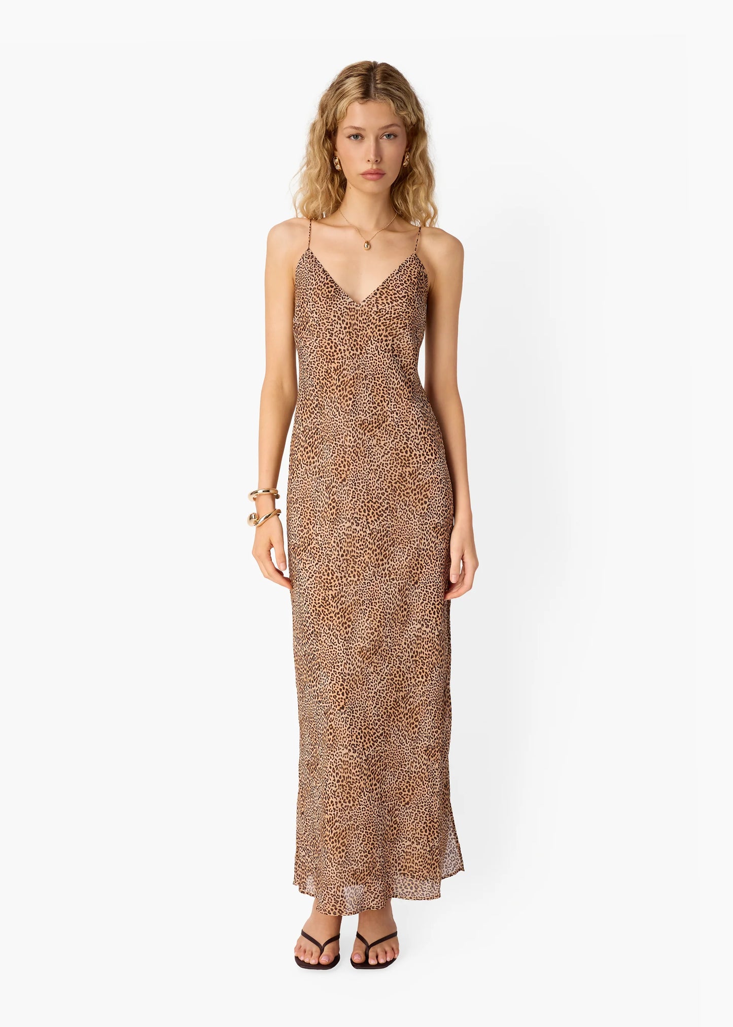 CAMI NYC | Robe longue en mousseline ''Raven'' - Imprimé léopard 