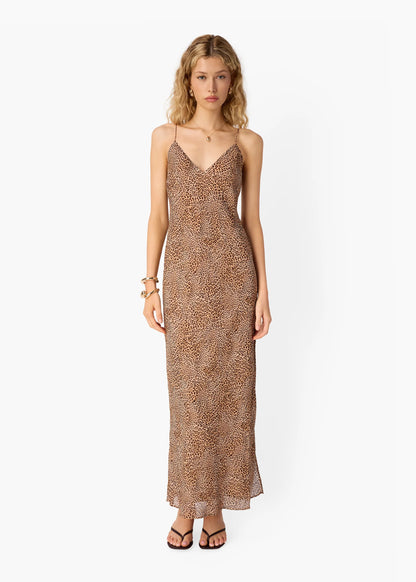 CAMI NYC | Robe longue en mousseline ''Raven'' - Imprimé léopard 