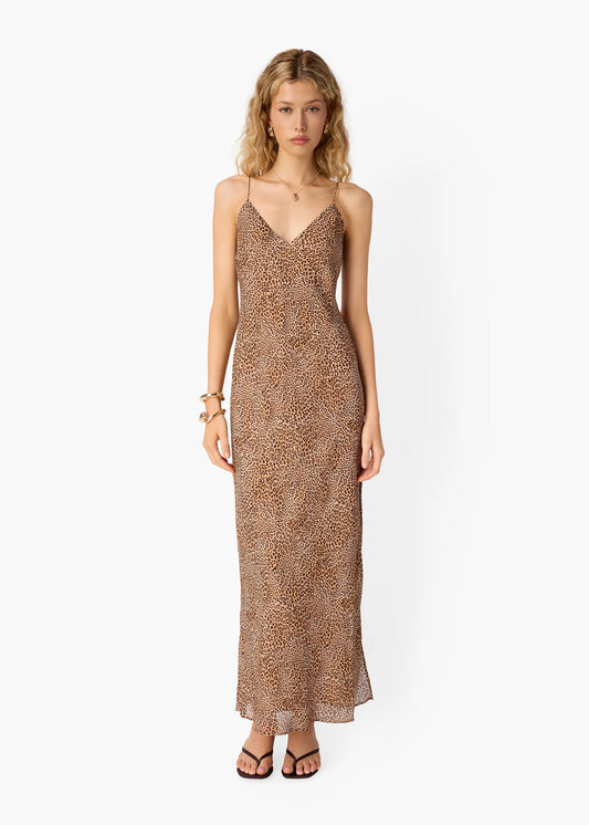 CAMI NYC | Robe longue en mousseline ''Raven'' - Imprimé léopard 