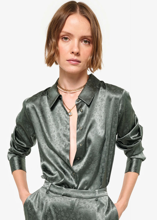 CAMI NYC | Chemisier en jacquard ''Veronique'' - Vert Bayou