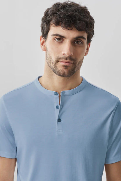 Robert Barakett | Le T-shirt ''Barakett Henley''  - Bleu Douvres