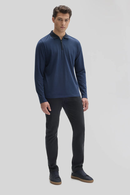 Robert Barakett | Polo ''Whistler'' à manches longues avec patte zippée - Caspienne sombre