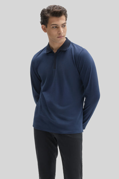 Robert Barakett | Polo ''Whistler'' à manches longues avec patte zippée - Caspienne sombre