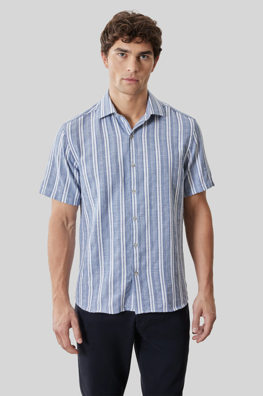 Robert Barakett | Chemise à manches courtes "Daiki" - Bleu