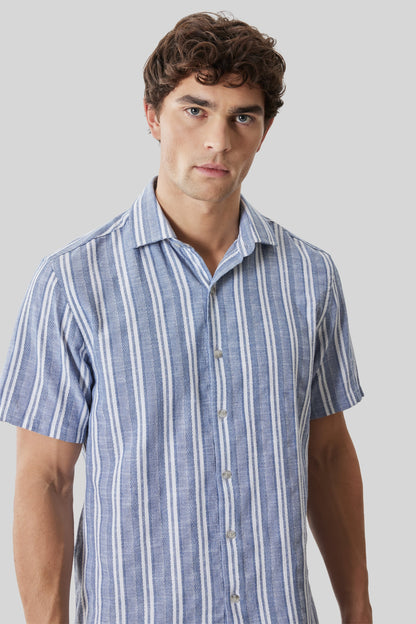 Robert Barakett | Chemise à manches courtes "Daiki" - Bleu