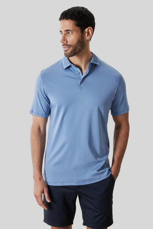 Robert Barakett |  Le polo ''Barakett'' à col texturé - Bleu clair