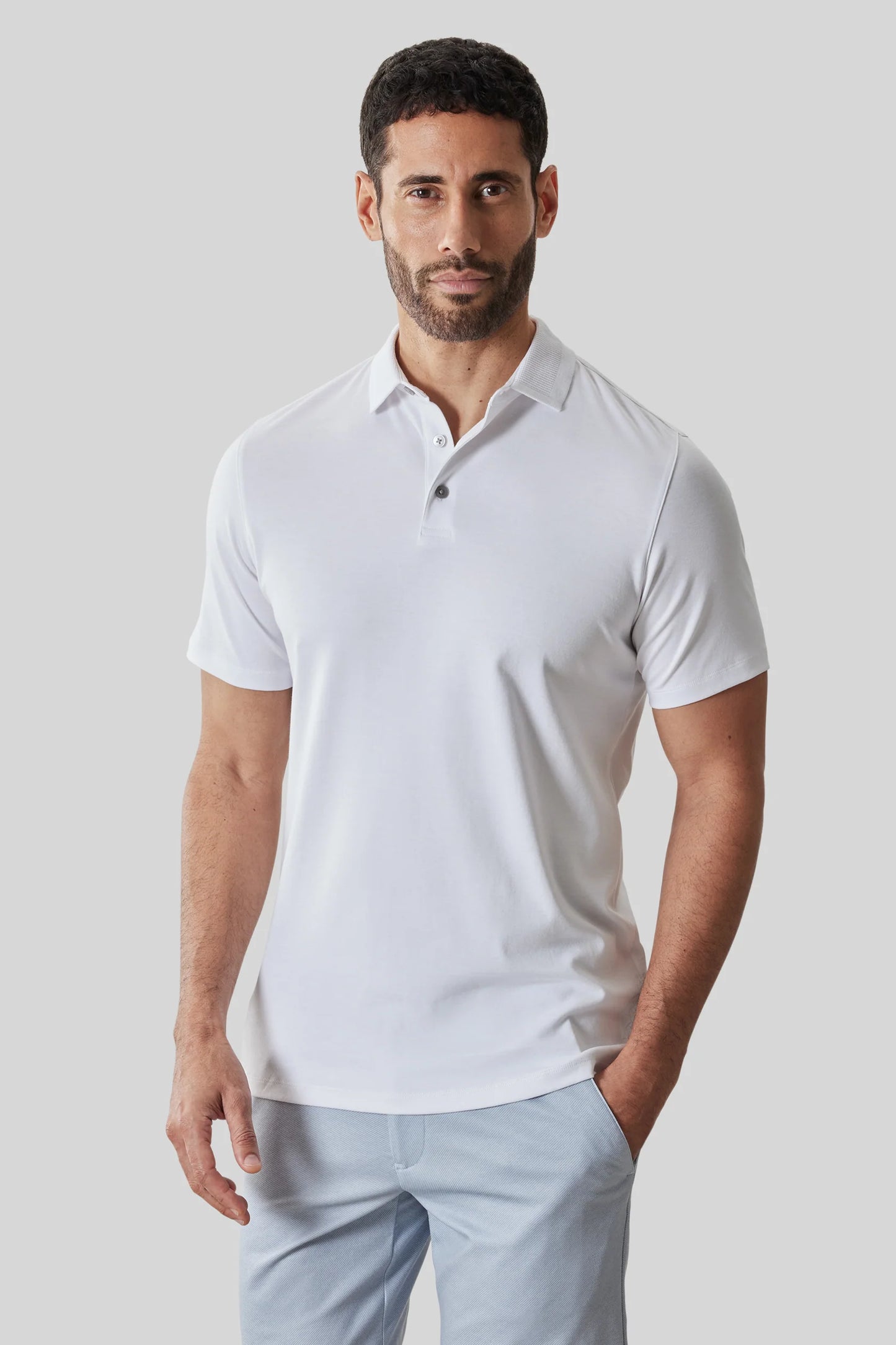 Robert Barakett |  Le polo ''Barakett'' à col texturé - Blanc