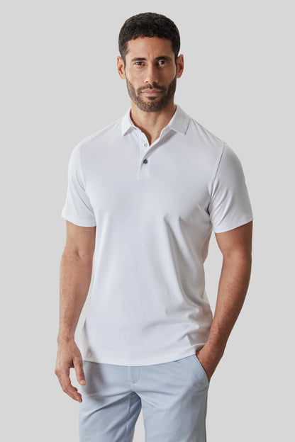 Robert Barakett |  Le polo ''Barakett'' à col texturé - Blanc