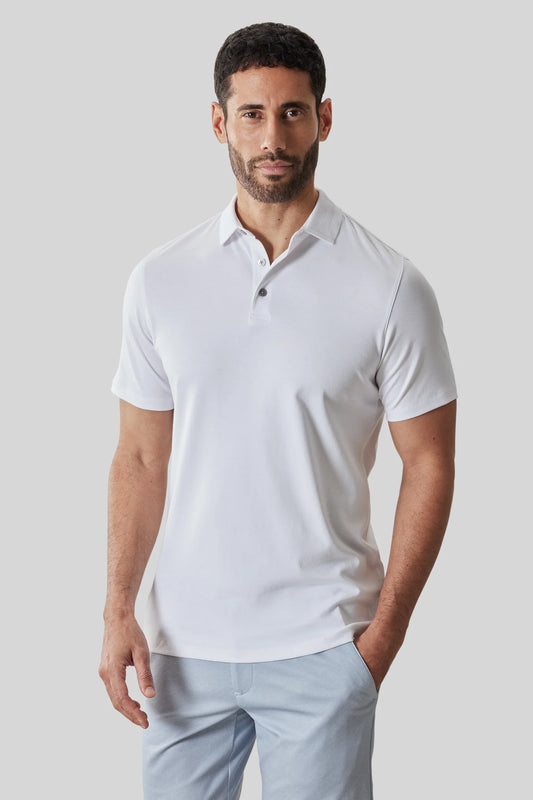 Robert Barakett |  Le polo ''Barakett'' à col texturé - Blanc