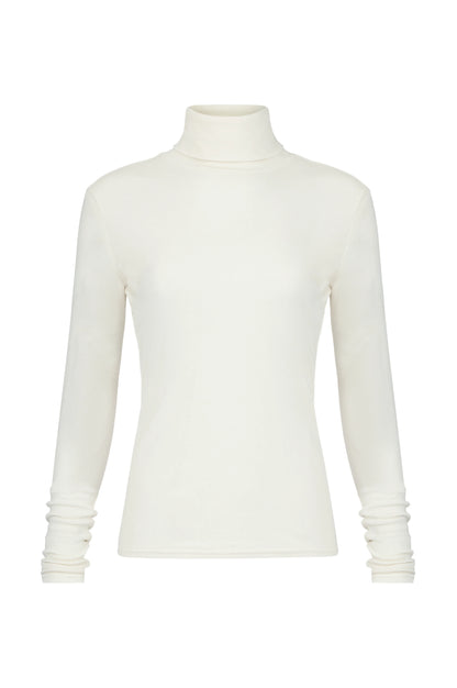 AMO |  T-shirt à col roulé côtelé ''REESE''-  Coquille d'œuf 