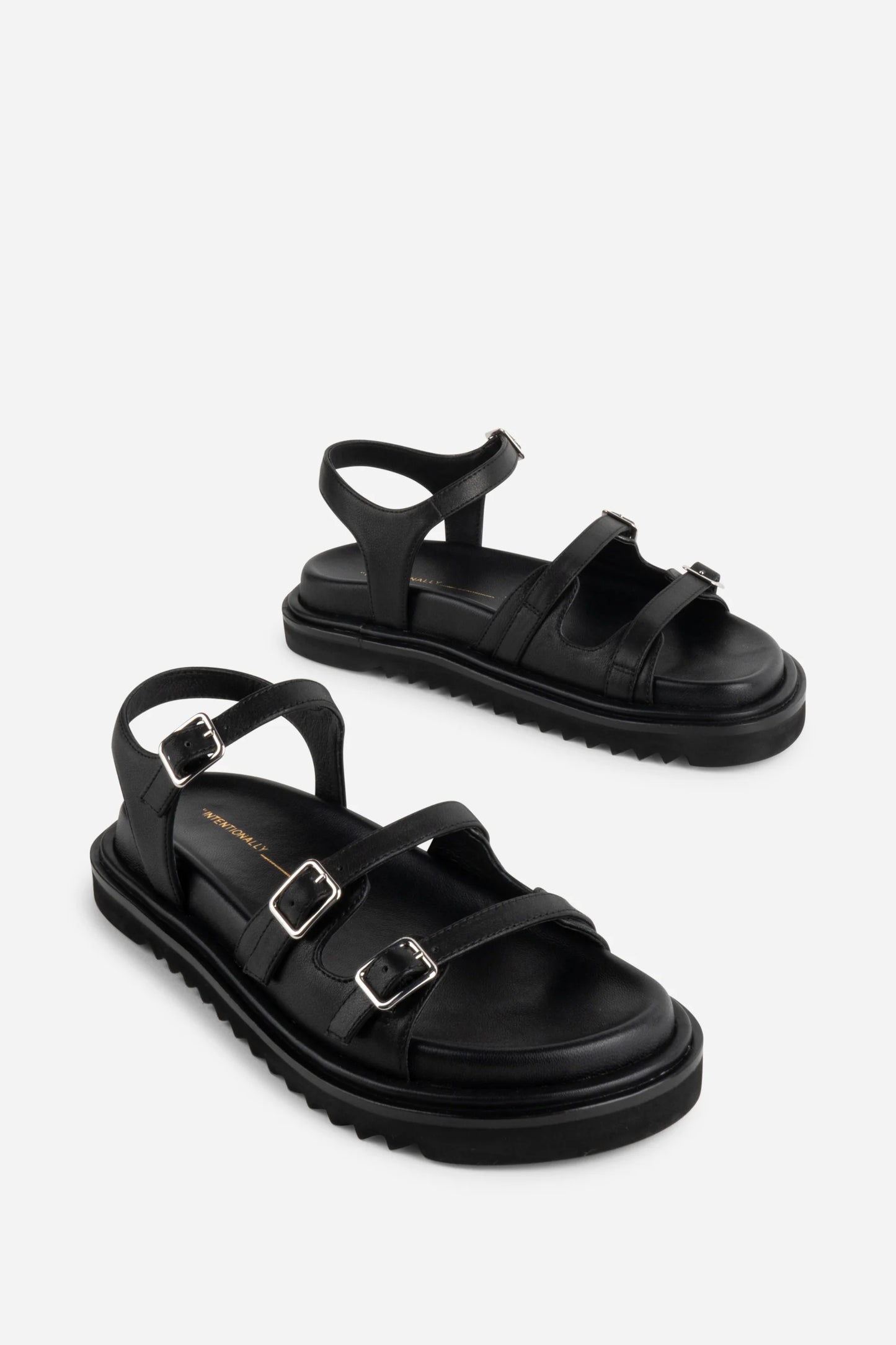 "INTENTIONALLY | Sandales "RICOYA" en cuir - Noir