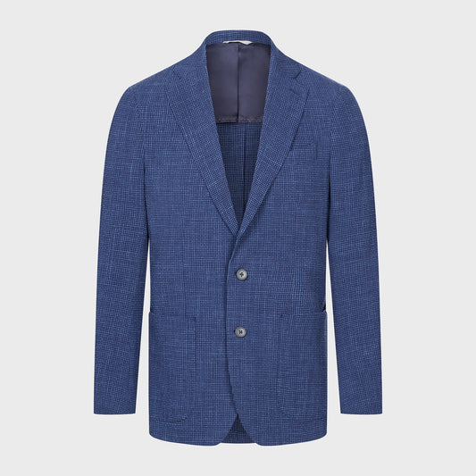 EMANUEL BERG | Veston Seersucker ''D-Constructed'' - Bleu moyen
