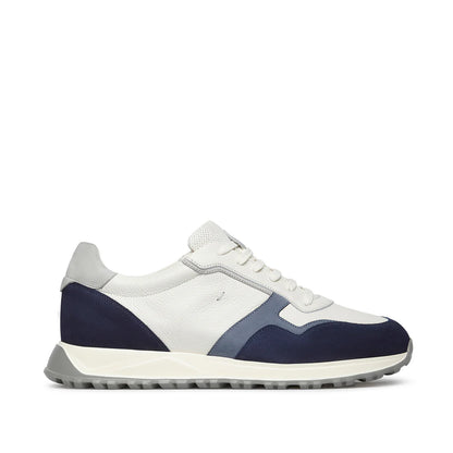 Fabiano Ricci | Baskets BLISS RUN en daim et cuir - Blanc/Bleu marine
