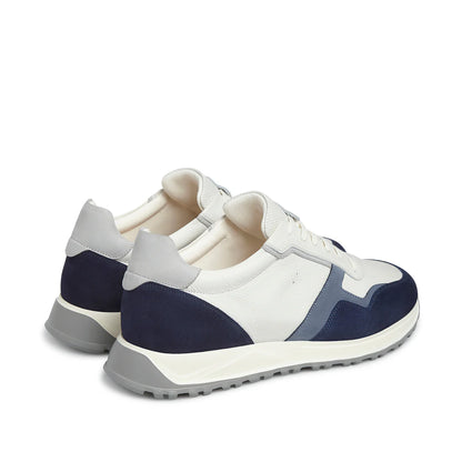 Fabiano Ricci | Baskets BLISS RUN en daim et cuir - Blanc/Bleu marine