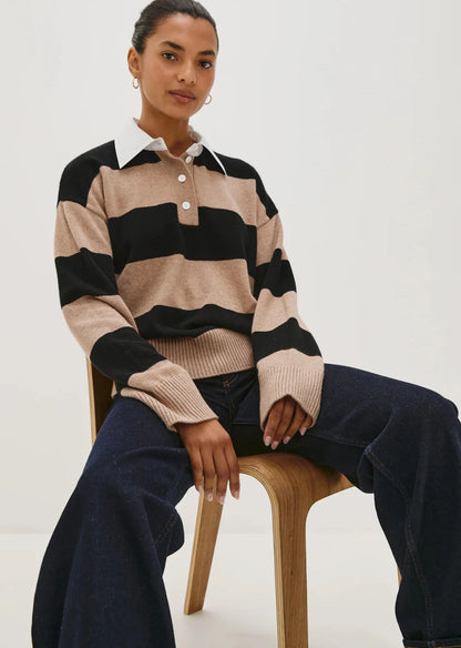 Rails | Le pullover de rugby ''Paxton'' - Noir avoine