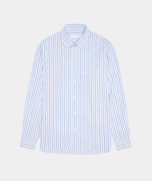 Garment Project | Chemise à rayures "Relaxed" - Blanc/Bleu