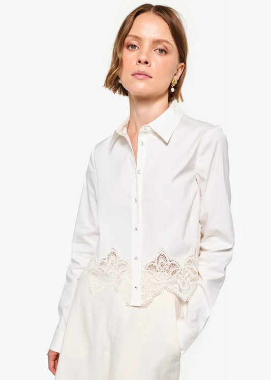 CAMI NYC | Blouse courte en popeline de coton ''Cielo'' - Macadamia