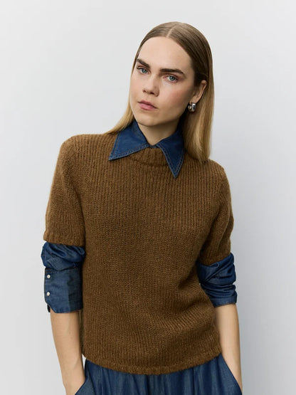 SOFIE SCHNOOR | Pull à manches courtes "Sagasw"- Marron érable